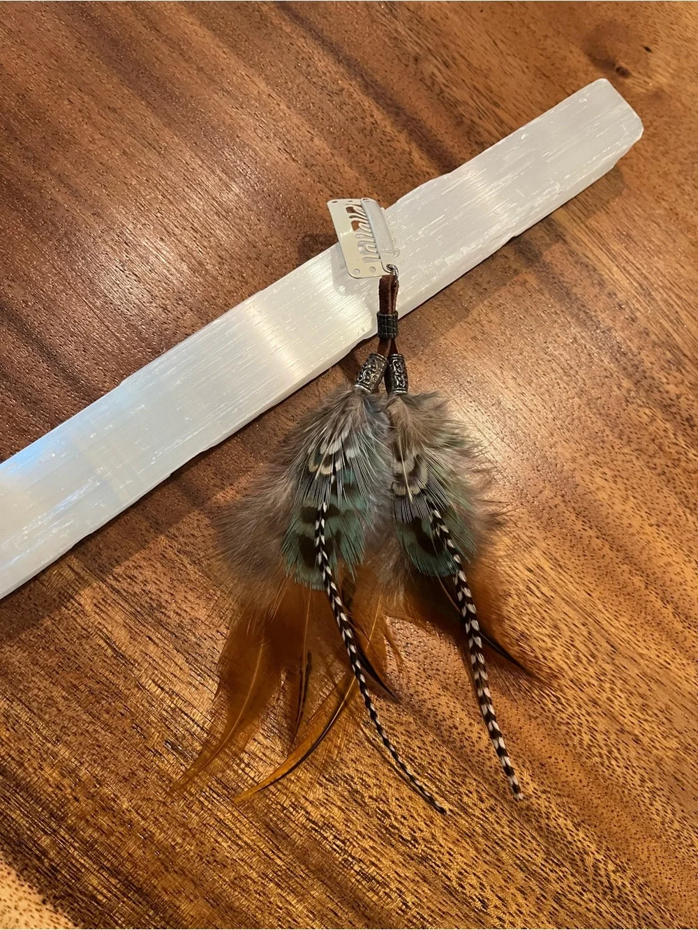 Feather Hair Clip — Brown & Green Feather Accent
